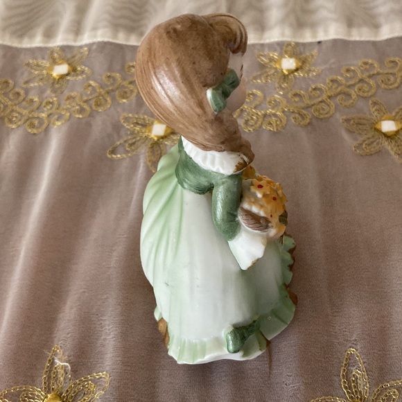 Lefton China Hand Painted Bisque Porcelain Girl holding Bird and Flower Basket - Picture 8 of 10